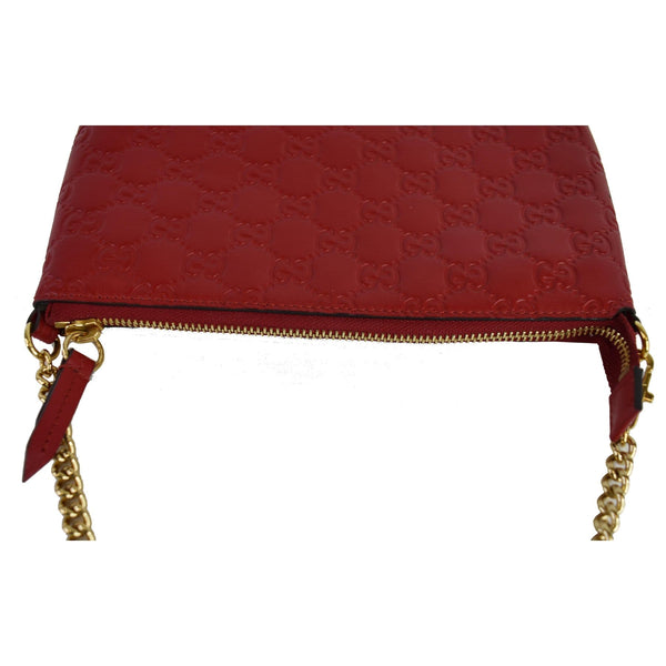 GUCCI Guccissima Leather Chain Wallet Clutch Bag Red 428449