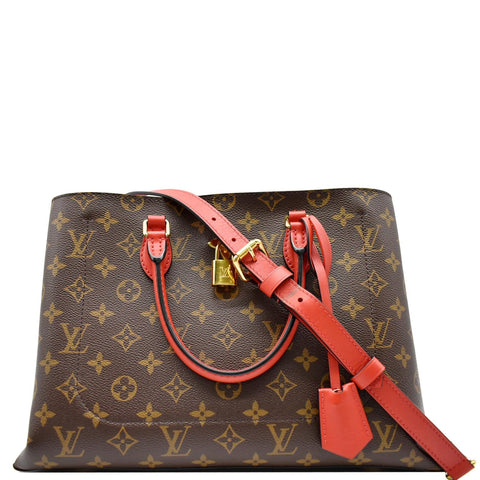 LOUIS VUITTON Flower Monogram Canvas Tote Bag Red