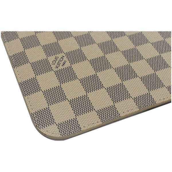 LOUIS VUITTON Neverfull MM Damier Azur Pochette Wristlet Pouch White