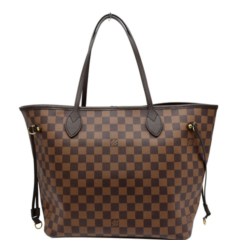 LOUIS VUITTON Neverfull MM Damier Ebene Tote Bag Brown