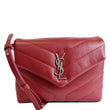 YVES SAINT LAURENT Loulou Toy Matelasse Leather Crossbody Bag Red