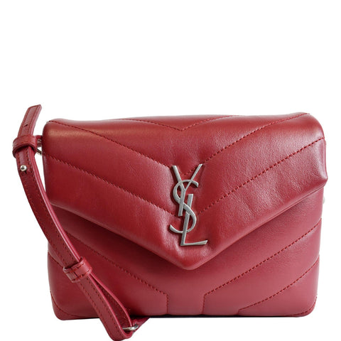 YVES SAINT LAURENT Loulou Toy Matelasse Leather Crossbody Bag Red
