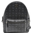MCM Stark Side Stud Visetos Canvas Backpack Bag Black