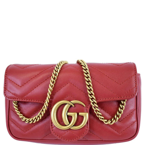 GUCCI GG Marmont Matelasse Leather Super Mini Crossbody Bag Red - 25% OFF