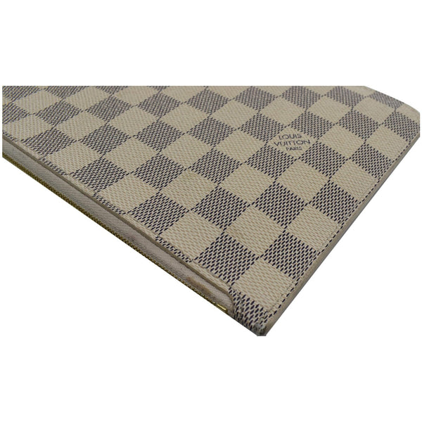 LOUIS VUITTON Neverfull MM Damier Azur Pochette Wristlet Pouch White