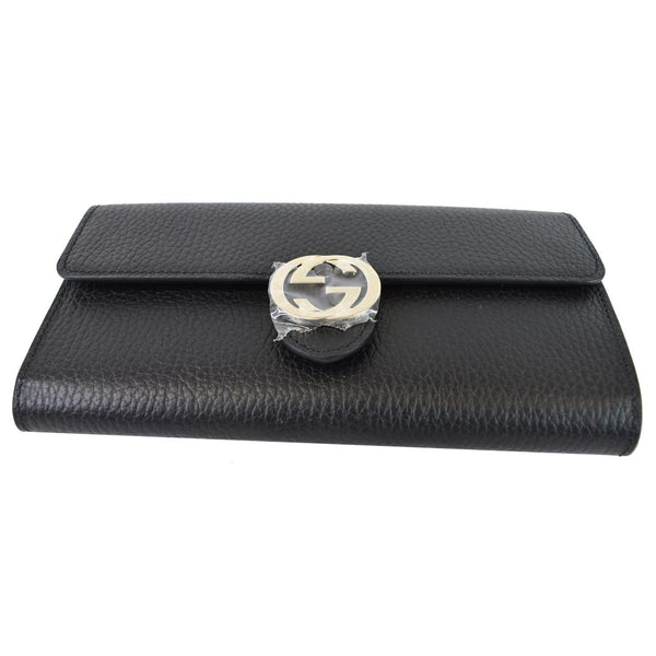 GUCCI GG Interlocking Continental Leather Wallet Black 598166