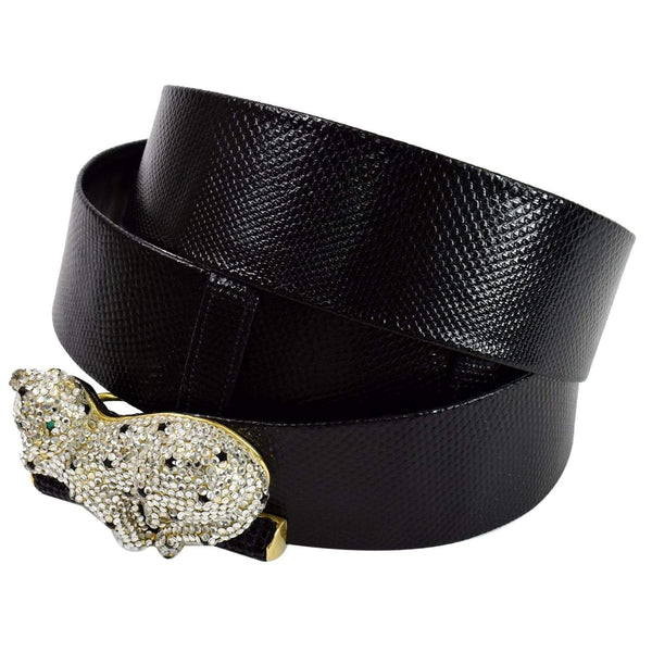 Judith Leiber Crystal Encrusted Leather Belt size 35