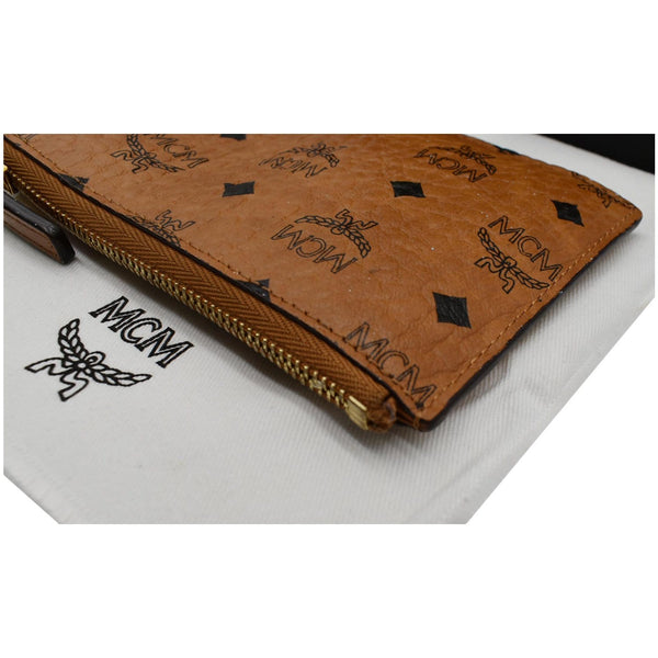 MCM Key Pouch Visetos Monogram Canvas Wallet Cognac