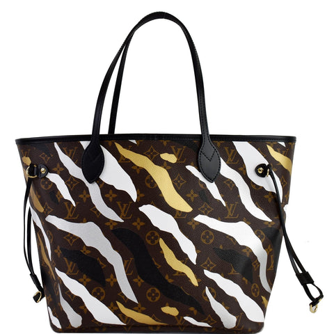 LOUIS VUITTON LVXLOL Neverfull MM Monogram Canvas Shoulder Bag Gold Silver