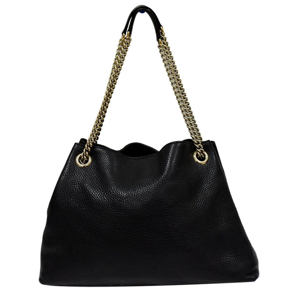 GUCCI Soho Pebbled Leather Chain Shoulder Bag 308982 Black