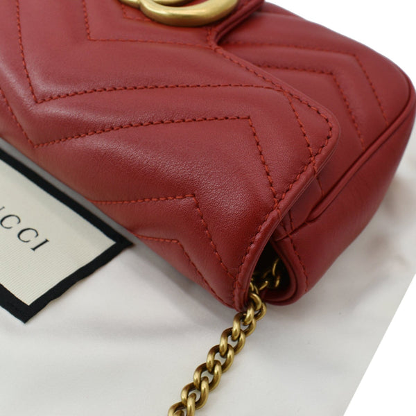 GUCCI GG Marmont Super Mini Leather Crossbody Bag Red 476433