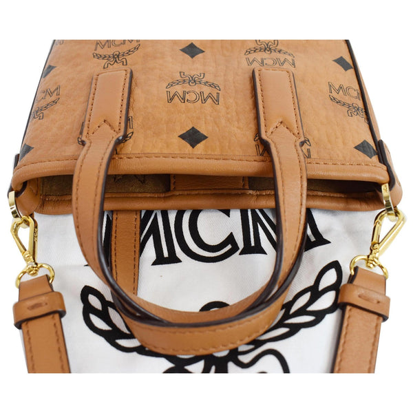 MCM Mini Essential Visetos Crossbody Bag Cognac