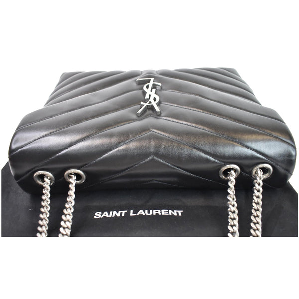 YVES SAINT LAURENT Medium Loulou Calfskin Matelasse Chain Shoulder Bag Black