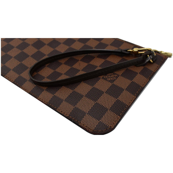LOUIS VUITTON Neverfull MM Damier Ebene Pochette Wristlet Pouch Brown