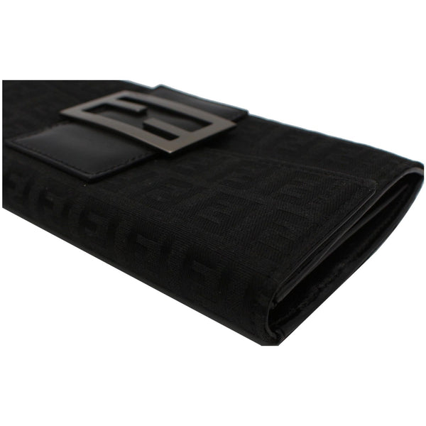 FENDI Zucchino Monogram Canvas Long Bi-Fold Wallet Black