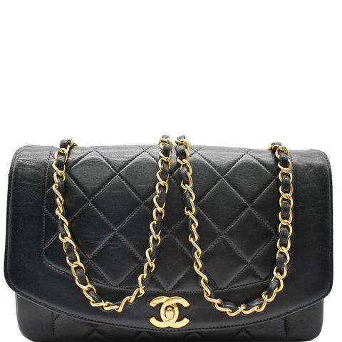CHANEL Diana Flap Quilted Lambskin Leather Shoulder Bag Black - 20% OFF