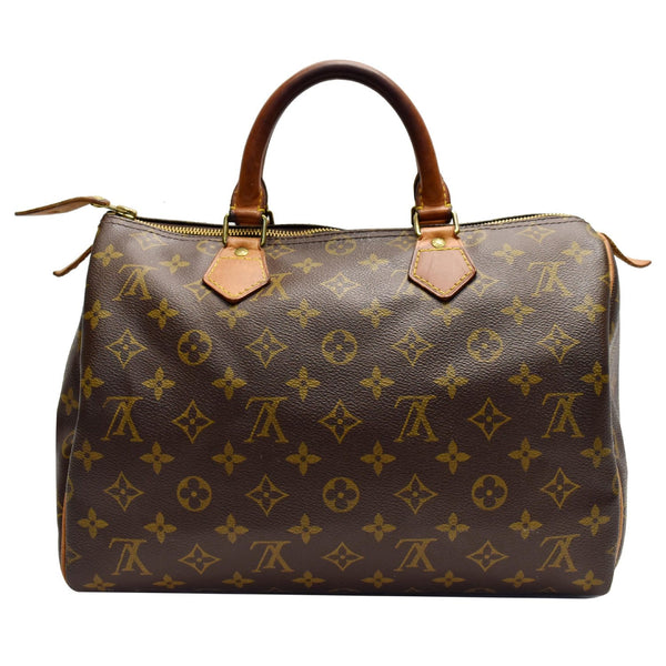 LOUIS VUITTON Speedy 30 Monogram Canvas Satchel Bag Brown