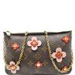 LOUIS VUITTON Blooming Flowers Pochette Monogram Canvas Chain Crossbody Bag Brown