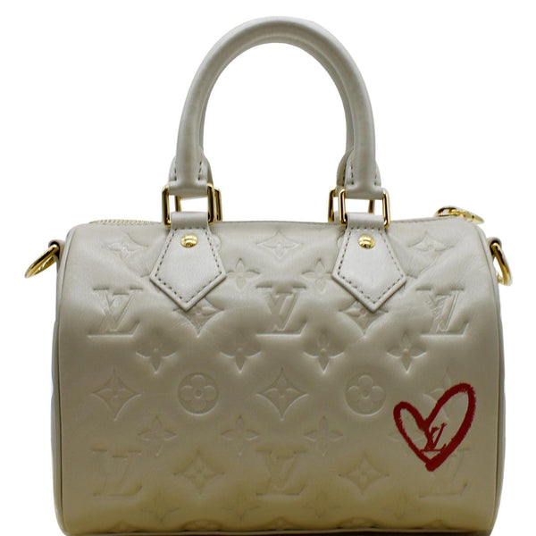LOUIS VUITTON Speedy Limited Edition Bandouliere 22 Embossed Leather Shoulder Bag Ivory