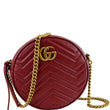 GUCCI GG Marmont Mini Round Leather Crossbody Bag Red 550154