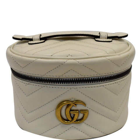 GUCCI GG Marmont Matelasse Chevron Leather Cosmetic Case White 624615