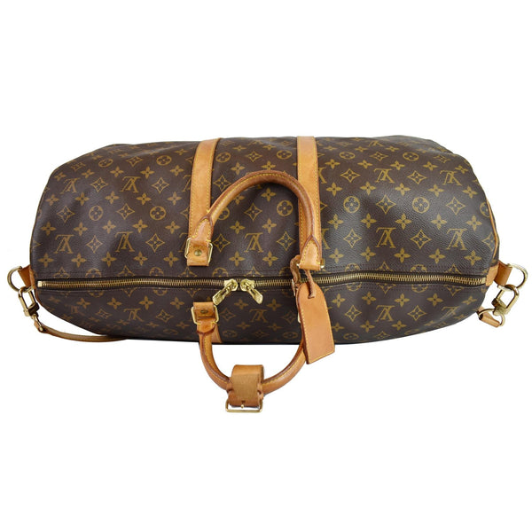 LOUIS VUITTON Keepall Bandouliere 55 Monogram Canvas Travel Bag Brown