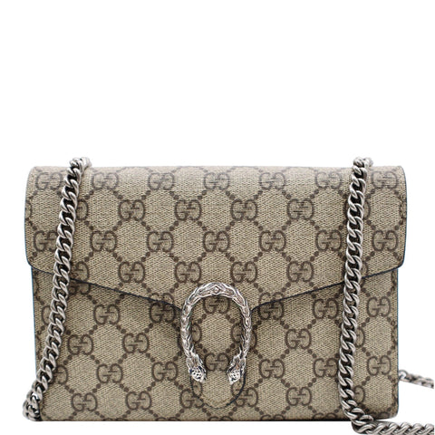 GUCCI Dionysus GG Supreme Crossbody Chain Wallet Beige 401231