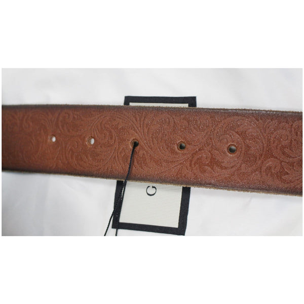 Gucci Feline Buckle Calfskin Leather belt downside