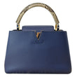 LOUIS VUITTON Capucines MM Taurillon Python Leather Satchel Bag Blue