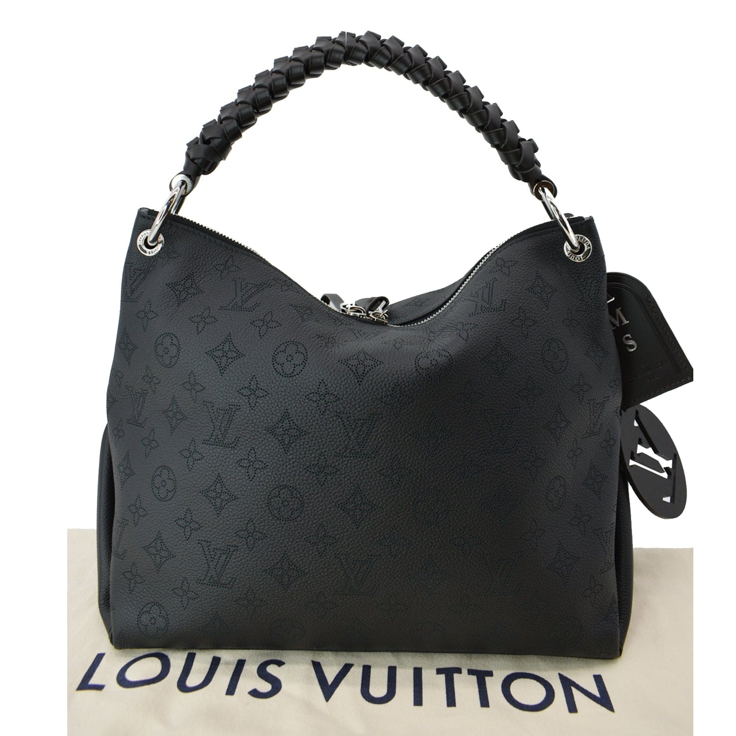 LOUIS VUITTON Beaubourg Mahina Leather Hobo Shoulder Bag Black