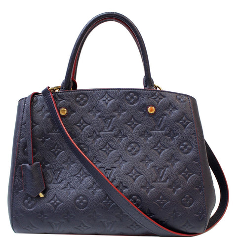 LOUIS VUITTON Montaigne MM Monogram Empreinte Shoulder Bag Blue