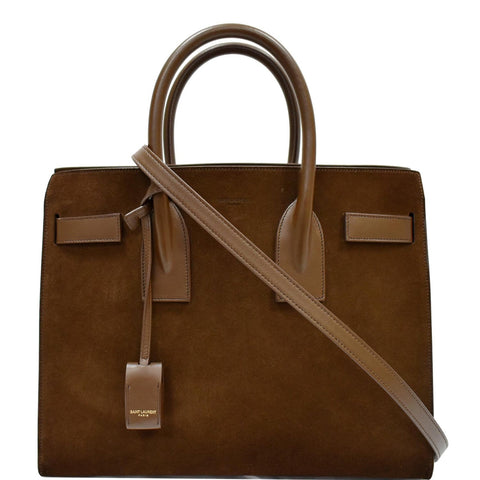 YVES SAINT LAURENT Sac de Jour Suede Leather Tote Shoulder Bag Brown
