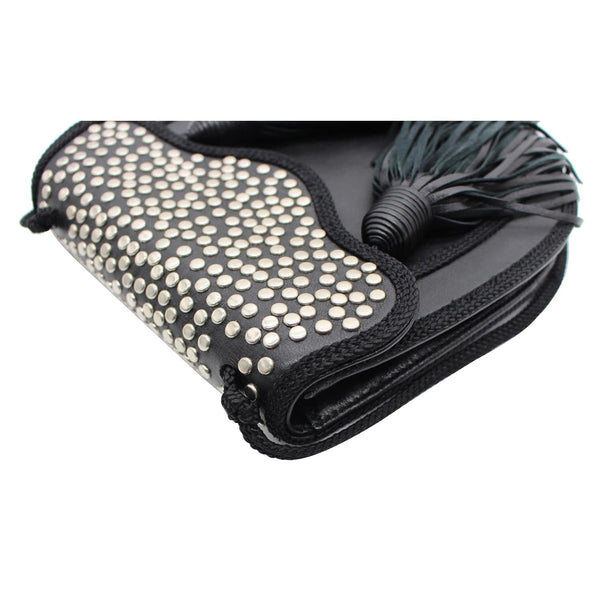 YVES SAINT LAURENT Opium 2 Studded Leather Tassel Bag Black