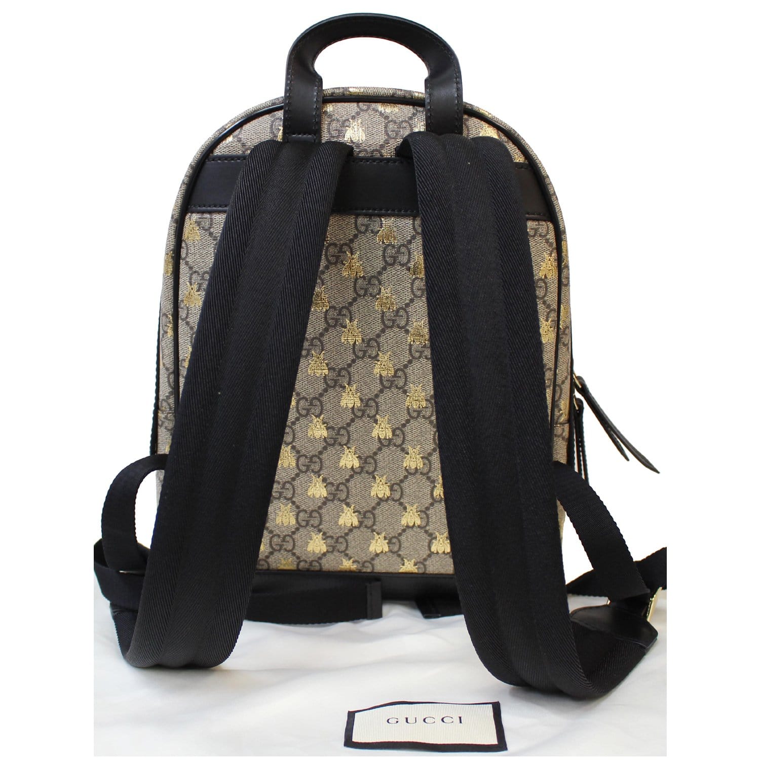 gucci bumblebee mini backpack GUCCI Bees Small Day GG Supreme Monogram Backpack Bag Beige 427042