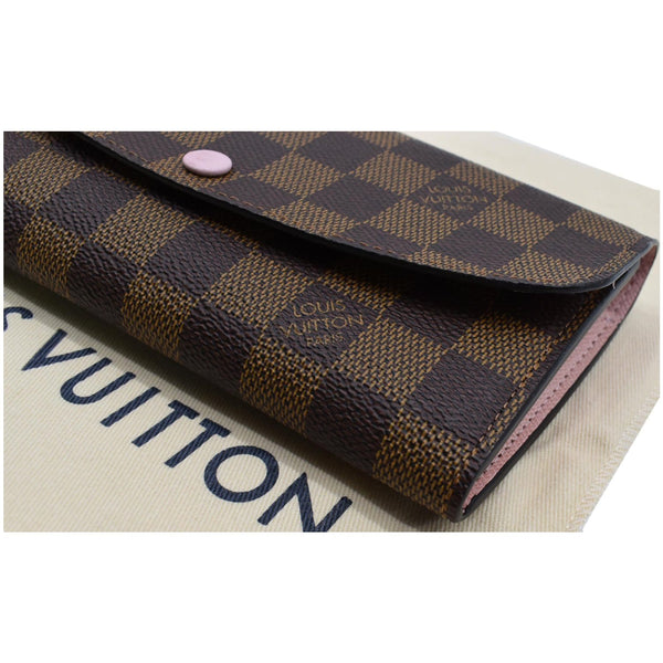 LOUIS VUITTON Emilie Damier Ebene Wallet Rose Ballerine