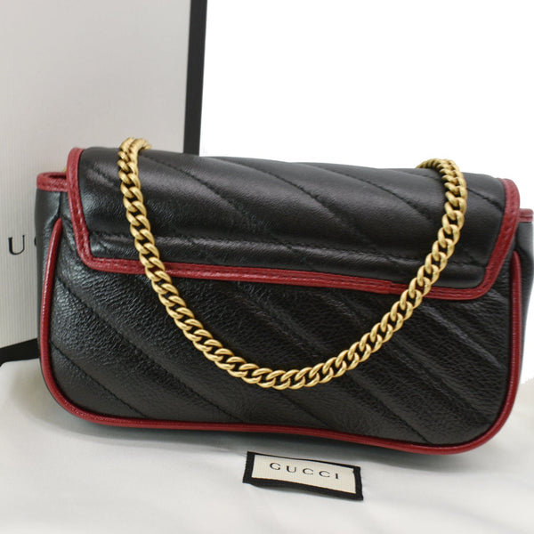 GUCCI GG Marmont Mini Matelassé Leather Shoulder Crossbody Bag Black/Cerise 574969