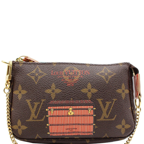 LOUIS VUITTON Inventeur Trunks & Locks Mini Accessories Monogram Canvas Pochette Brown