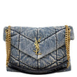 YVES SAINT LAURENT Vintage Puffer Medium Denim Canvas Shoulder Bag Blue