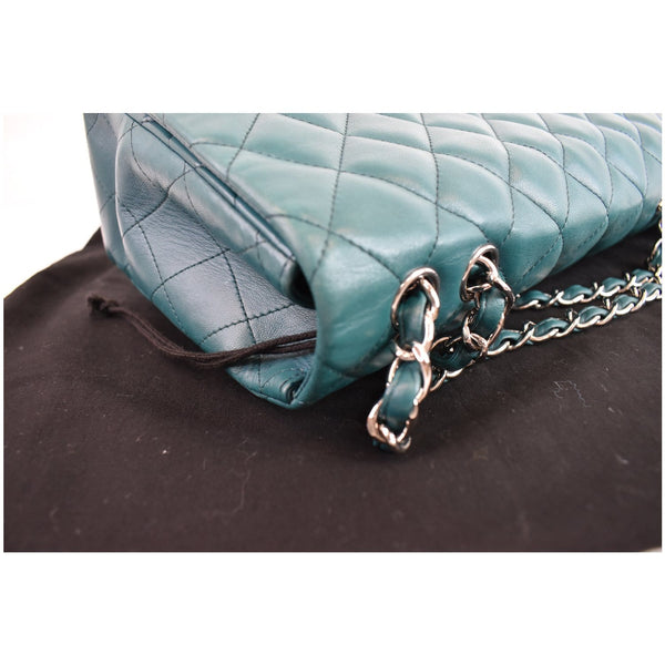 Chanel Jumbo Classic Double Flap Lambskin Crossbody Bag teal color