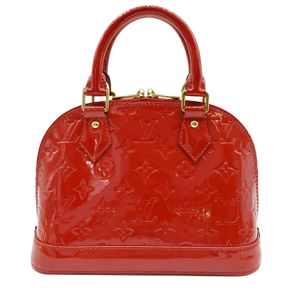 LOUIS VUITTON Alma BB Monogram Vernis Satchel Bag Red