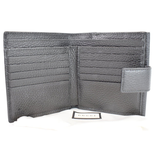 Gucci French Flap Leather Wallet Black inner card pockets