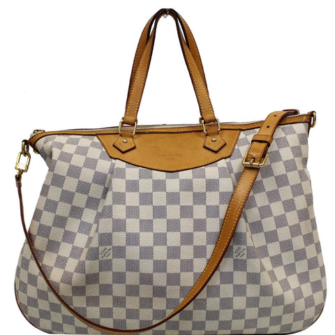 LOUIS VUITTON Siracusa GM Damier Azur Shoulder Handbag White