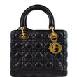 Christian Dior Medium Lady Lambskin Shoulder Bag Black