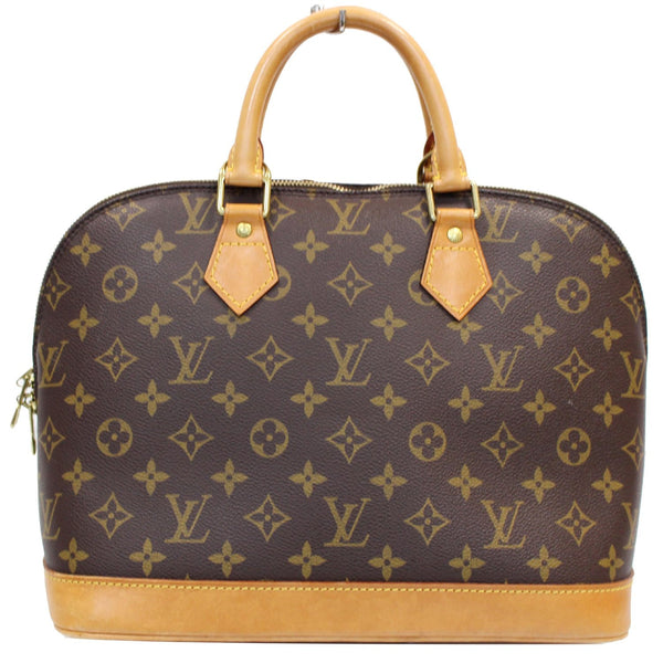 LOUIS VUITTON Alma Monogram Canvas Satchel Bag Brown