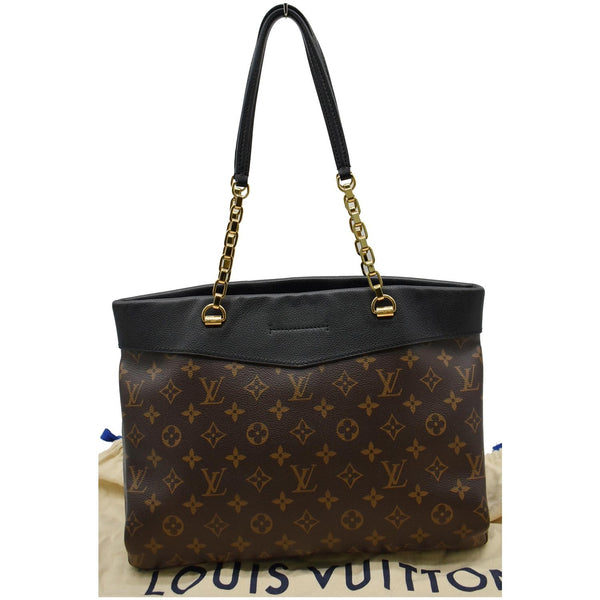 LOUIS VUITTON Pallas Chain Monogram Canvas Shopper Bag Brown