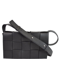 BOTTEGA VENETA Cassette Maxi Lambskin Crossbody Bag Black