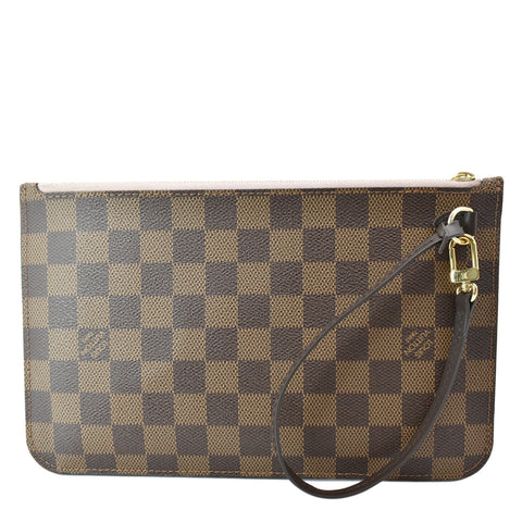LOUIS VUITTON Neverfull Damier Ebene Pochette Wristlet Pouch Brown