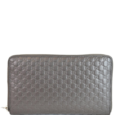 GUCCI Micro GG Guccissima Leather Zip Around XL Wallet Dark Brown 391465