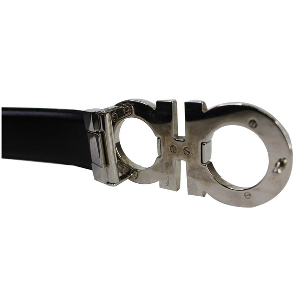 SALVATORE FERRAGAMO Gancini Buckle Reversible Belt Black Size 43
