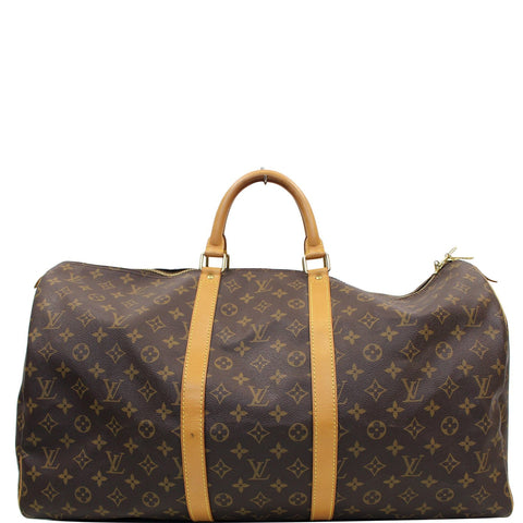 LOUIS VUITTON Keepall 55 Monogram Canvas Travel Bag Brown